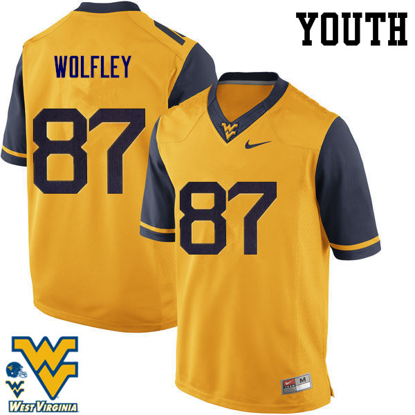 NCAA Youth Stone Wolfley West Virginia Mountaineers Gold #87 Nike Stitched Football College Authentic Jersey AI23P87TF